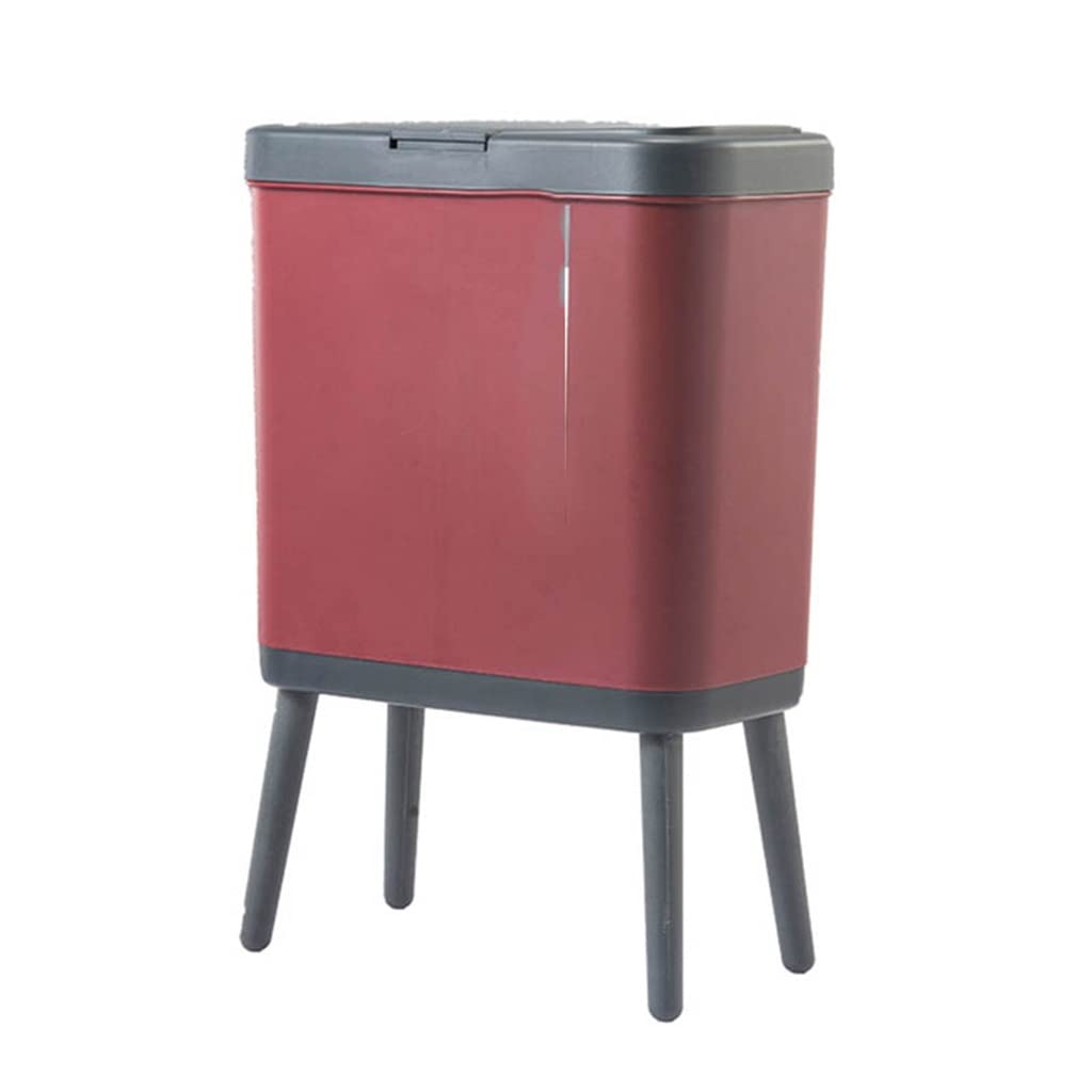 Dustbin High Foot with Lid Large Capacity Press Type Waste Bin Kitchen Garbage Container Office Plastic Trash Can(White-Dinosaur Doodle4)