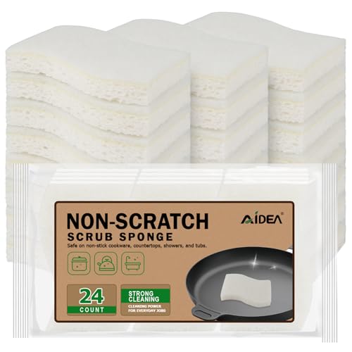 Image of AIDEA Non-Scratch Scrub Sponge-24Count, Sponges Kitchen, Sponges for Dishes | Cleaning Sponge for Non-Stick Cookware, Cleaning Power for Kitchen, Bathroom, Household