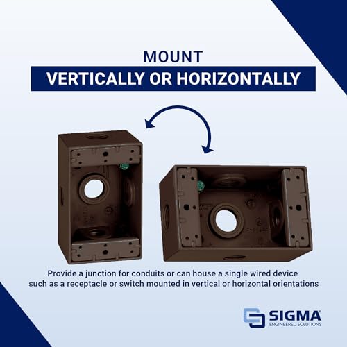 Image of Sigma 14251-5XBR Weatherproof 1 /2 inch 5 Hole Side Entry 1-Gang Box, Bronze