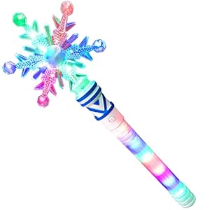 ArtCreativity Light Up Christmas Snowflake Wand for Kids, Magic Wand with 4 Flashing Modes and Multiple LED Colors…