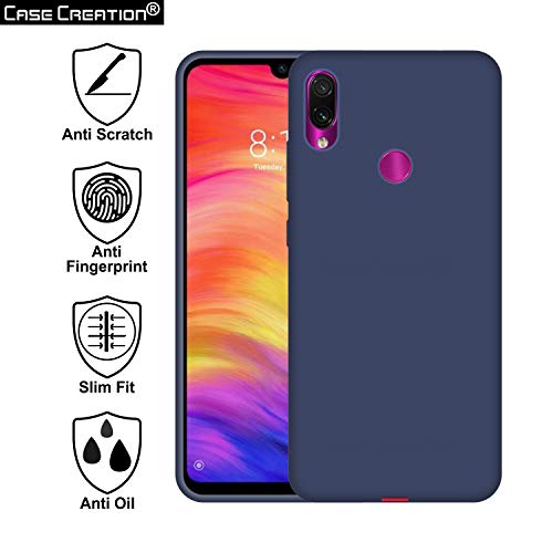 Image of Case Creation Luxurious OG Series for Xiaomi Redmi Note 7 Case Cover,Anti-Dirty Slim Case Frosted Matte Cute Candy TPU Raised Bezel (Splash of Color) Back Cover for Redmi Note 7 -Navy Blue
