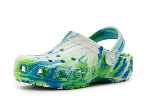 Crocs Kids Unisex Classic Marbled Tie-Dye Clog (Little Kid/Big Kid), Prep Blue/Multi Glow in The Dark 4 Big Kid Medium