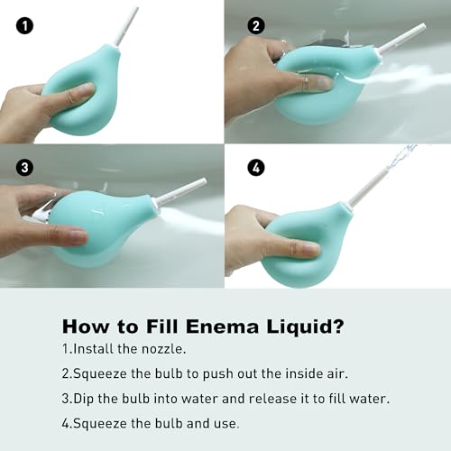 Image of TopQuaFocus 8oz Enema Bulb Kit Anal and Vaginal Douche Bulb for Men Flushing System Enemas Silicone Bulb 4 Replaceable Tips (Green, 224ml) (Pack of 2)