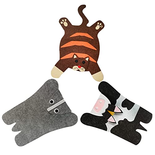 NATEFEMIN 3Pcs Cute Animal Heat Insulation and Water Absorption Felt Pad Plant Basin Pad Accessory