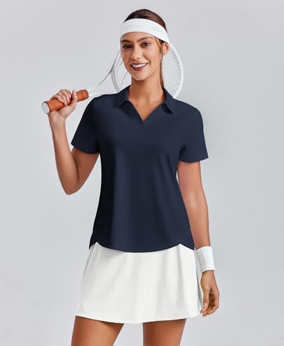 Image of PINSPARK Womens Golf Shirt Short Sleeve Polos UPF 50+ Collared Tennis Tops