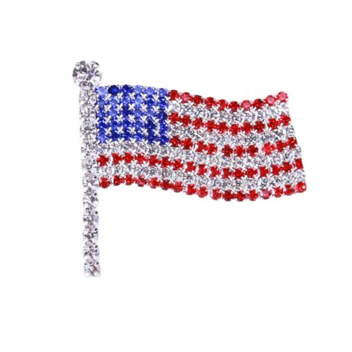 Image of Rhinestone Bowknot USA Flag Brooch Pin for Women Fashion Crystal 4th of July American Patriotic Medal Blue Red Brooches Independence Memorial Day Jewelry