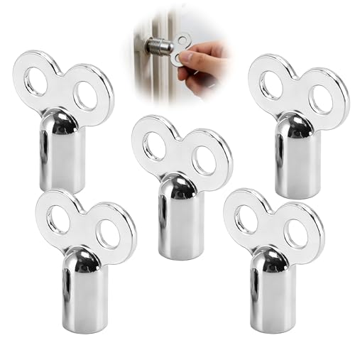 Jetstream 5 Pièces Clés de Purge pour Radiateur, Clé de Purge Radiateur Universelle, Clé de Purge Argentées, compatible avec Systèmes de Chauffage et à Différents Radiateurs