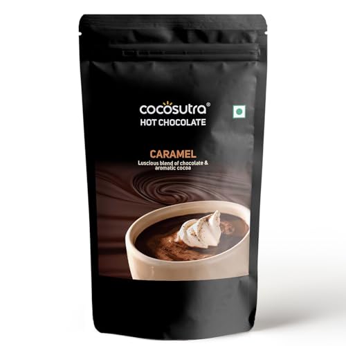 COCOSUTRA Caramel Hot Chocolate Mix | Enjoy hot or cold | 500 g | Gluten Free Drinking Chocolate Powder | No Preservatives | Ready in 2 Minutes | Serves 25 Cups