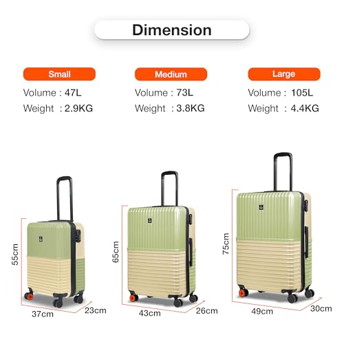 Image of Nasher Miles Istanbul Hard-Sided ABS and PC Cabin Luggage 20 inch | 55cm | 8 Wheels Small Trolley Bag for Travel | Suitcase (Green Yellow)