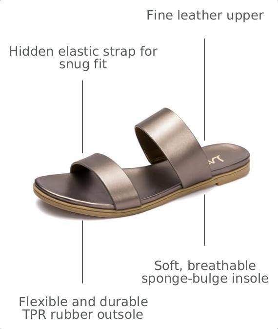 Image of LM Women's Slide Sandals Two Band Slip On Flat Sandals Casual Summer Sandals