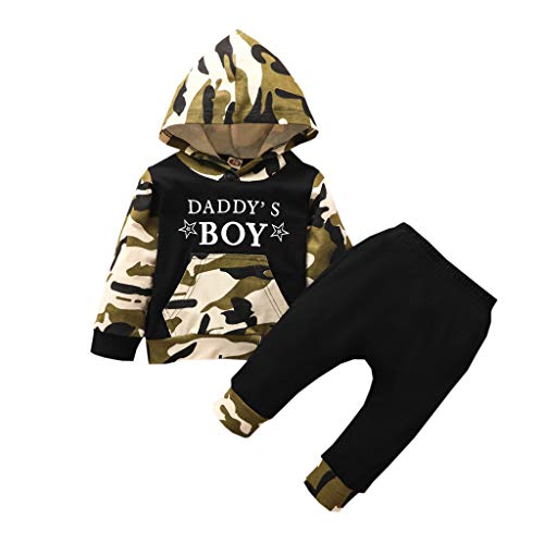 WOCACHI Baby Hoodies Pants Sets Sale, Newborn Infant Baby Boy Letter Hoodie T Shirt Camouflage Tops+Pants Outfits Set Hoodies Tops Pullover Sweatshirts Sweater Jumper Warm Protect The Cold Suits