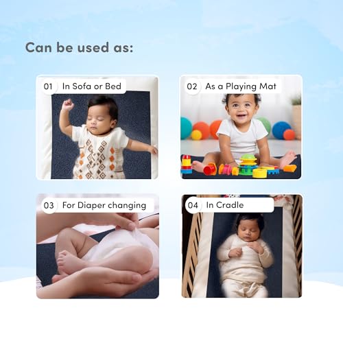Image of Mylo Baby Waterproof Mattress Protector for Baby (0-3 Years), Extra Absorbent, Soft and Reusable Quick Dry Sheets (Blue & Red)- Pack of 2