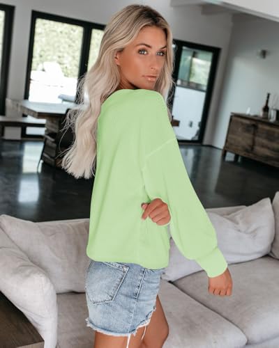 Image of ReachMe Womens Oversized Off The Shoulder Tops Long Sleeve Waffle Knit Shirt Drop Shoulder Sweater Top