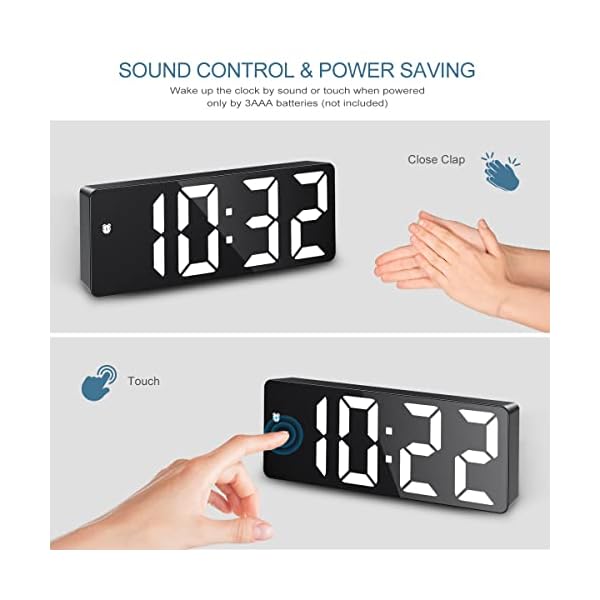 Ankilo Neuester digitaler Wecker, LED-Uhr, elektronische Tischuhr mit Temperaturanzeige, Reisewecker, einstellbare Helligkeit, 12/24-Stunden-Anzeige, Digitaluhr für Zuhause, Schlafzimmer, Büro, Kinder – Bild 7