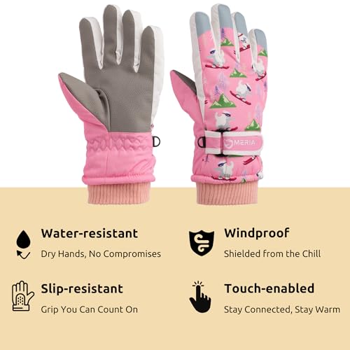 Playful Paws Kids Winter Gloves: Water-Resistant Snow & Ski Gloves for Boys & Girls Ages 7-13 - One Size Fits All!2