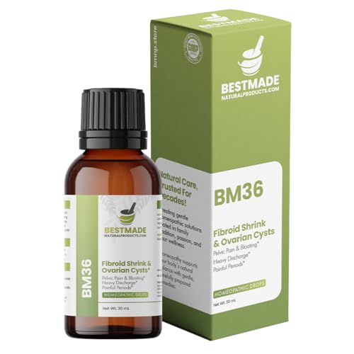 Fibroid Shrink & Ovarian Cysts BM36 - Helps Shrink Fibroids and Ovarian Cysts, Balance Estrogen Levels and Prevent Regrowth, Support for Menstrual Pain and Painful Intercourse, 30 mL Drops | Bestmade