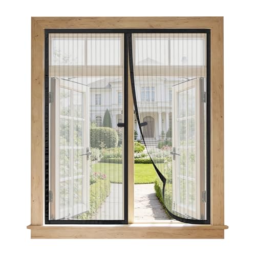 Mosquitera Ventana Magnetica 115x135 cm Negro, Malla Ultrafina Anti-insectos Sin Taladrar, Cierre Automático con Imanes Fuertes, Adaptable a la Mayoría de Ventanas, Instalación Rápida y Fácil