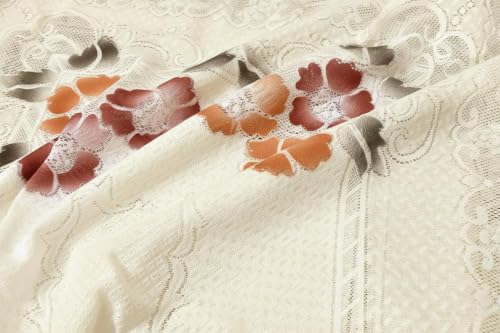 Image of Cotton Net Embroidered Center & Dining Table Cover for 4 Seater | Rectangular 40x60 Inch | Lightweight & Washable Table Cloth | Pack of 1 (Cream)