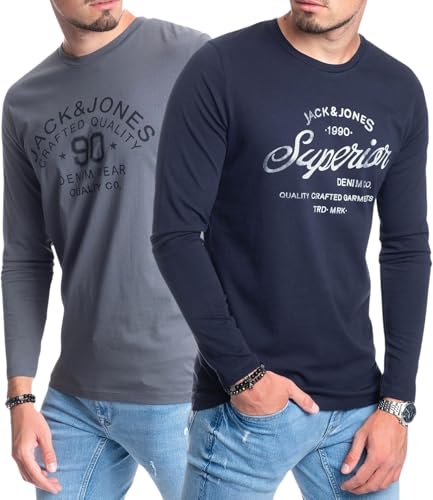 JACK & JONES Herren Langarmshirt aus Baumwolle – Longsleeve Männer –...