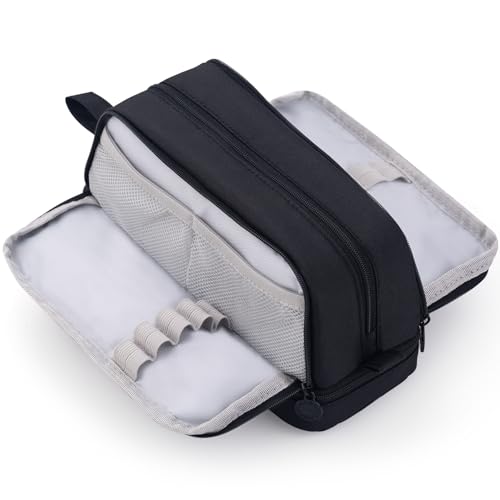 CICIMELON Large Capacity Pen Pencil Case with 4 Compartments Multi-Slot Pencil Pouch Bag Aesthetic School Supplies Organizer for Teens Adults (Black)