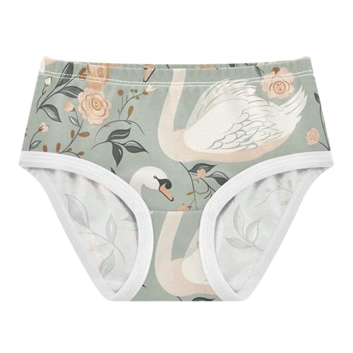 Toddler Briefs, Swans and Retro Floral Cotton Underwear Girls, 2–8 Years