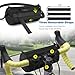 FINPAC Bike Handlebar Bag, Waterproof Bicycle Front Frame Storage Pouch for Cycling, Detachable Shoulder Strap, Mountain Road Bike Bag Bicycle Accessories, Black with reflective strips