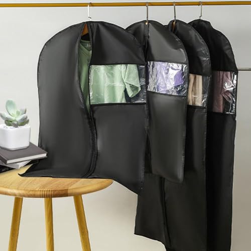 Space Saving Hanging Garment Bag with Self Compression Zipper,Clear Garment Bag for Hanging Clothes,Dust Cover Clothes Bags for Down Coat,Suit Bags for Closet Storage,pace Saving Hanging Protector3