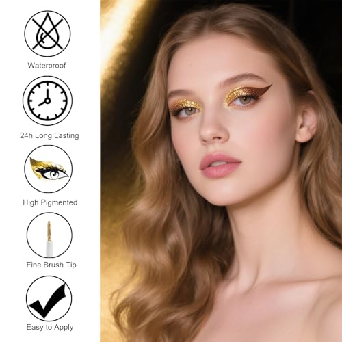 LAIKME Glitter Eyeliner Líquido Dorado Brillante miniatura 3