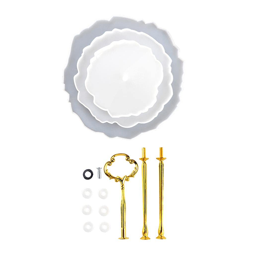 misppro Molde de silicona flexible para platos de frutas con soporte dorado para arte de resina epoxi, posavasos y manualidades