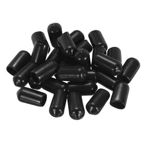 Image of uxcell 88Pcs Rubber End Caps, 8mm(5 /16 inch) ID 18mm(21 /32 inch) Height Round Screw Thread Protectors Flexible Screw Bolt Covers Caps for Metal Tube Rod Bolt, Black