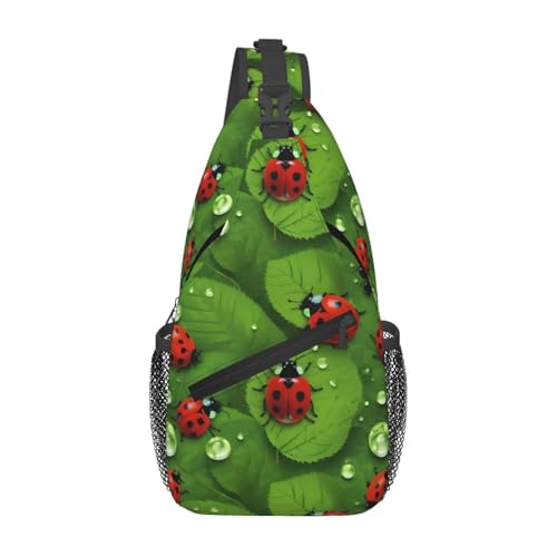 Bolso cruzado con estampado de hojas y mariquitas para senderismo miniatura 1