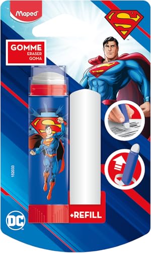 GOMA DE BORRAR MAPED SUPERMAN, Diseño Retráctil Con Repuesto,