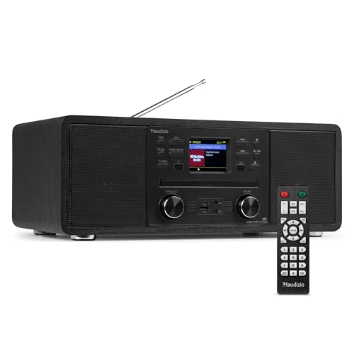 Audizio Avola Radio Internet WiFi avec Lecteur CD et Bluetooth - Couleur Noire, Radio Dab+, FM, Haut-Parleurs Stéréo, Télécommande, Idéale pour Diffuser...