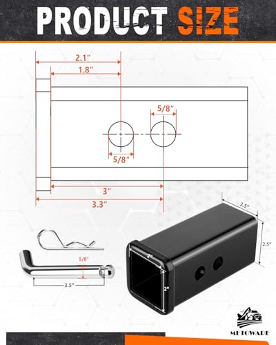 Image of METOWARE 2-1 /2 inch to 2 inch Trailer Hitch Receiver Reducer Adapter