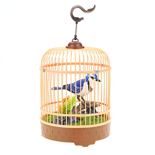 PowerTRC Singing & Chirping Bird in Cage, Realistic Sounds & Movements, Sound Activated, Battery...