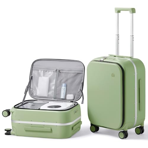mixi 20 Inch Carry On Luggage 22x14x9 Airline Approved PC Hard Shell Suitcase Top Opening Aluminum...