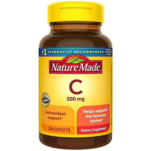 Nature Made Vitamin C 500 mg Caplets, 250 Count to Help Support the Immune System (Pack of 3)