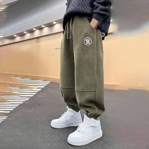 Boys Sweatpants Casual Drawstring Elastic Waist Corduroy Pants with Pockets Stretch Fashion Lounge Fall Trouser 2-15Y2