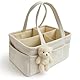 Wickelkorb Cord Beige - Wickelorganizer für Babys – Aufbewahrungskorb für Windeln, Feuchttücher und Babyartikel – Perfektes Baby Geschenk, Organizer für Wickeltisch und Wickeltasche