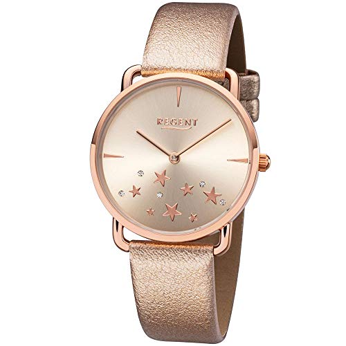 Preisvergleich Produktbild REGENT Damenarmbanduhr Metall IPR mit Kunstlederband BA-470