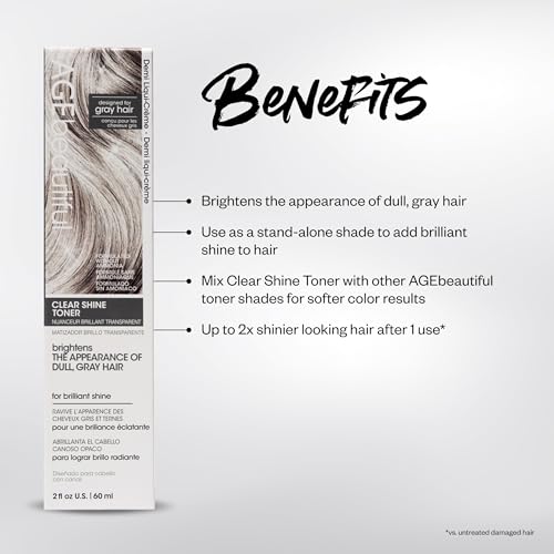 Image of AGE beautiful Hair Toner for Gray Hair, 5-Minute Demi Cream Toner, Neutralizes Yellow Tones, Blends & Enhances Soft Gray, Ammonia-Free Professional Color for Shine