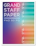 BookFactory Grand Staff Music Notepad/Piano Composition Manuscript Pad Journal/Grand Staff Music Log Pad - 50 Pages, 8.5'' x 11'', Notepad Format, 3 Hole Punched (Made in USA)