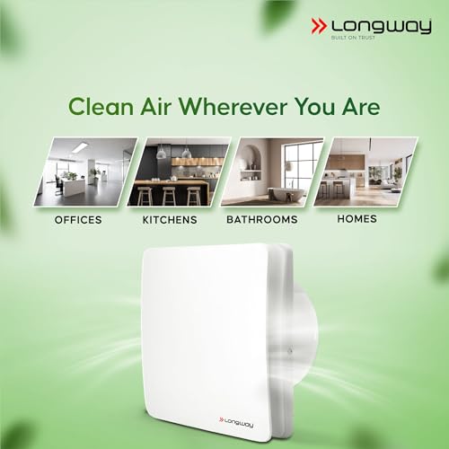 Image of LONGWAY FreshX 6 Inch 150 mm Energy Efficient Exhaust Fan | High Speed Powerful Motor | Noiseless Operation & Easy to Clean | Suitable for Bathroom, Kitchen, Office | 2 Years Warranty (White)