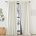 NICETOWN Faux Linen 100% Blackout Curtains 108 inches Length 2 Panels, Rod Pocket/Back Tab/Hook Belt Linen Burlap Room Darkening Noise Dampening Window Drapes for Living Room, Natural, W50 x L108