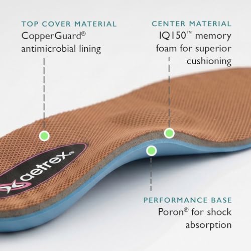 Image of Aetrex L2205 Memory Foam Orthotics Shoe Inserts for Women - Metatarsal Cupped Heel Arch Support Inserts Women Stay Comfort All Day