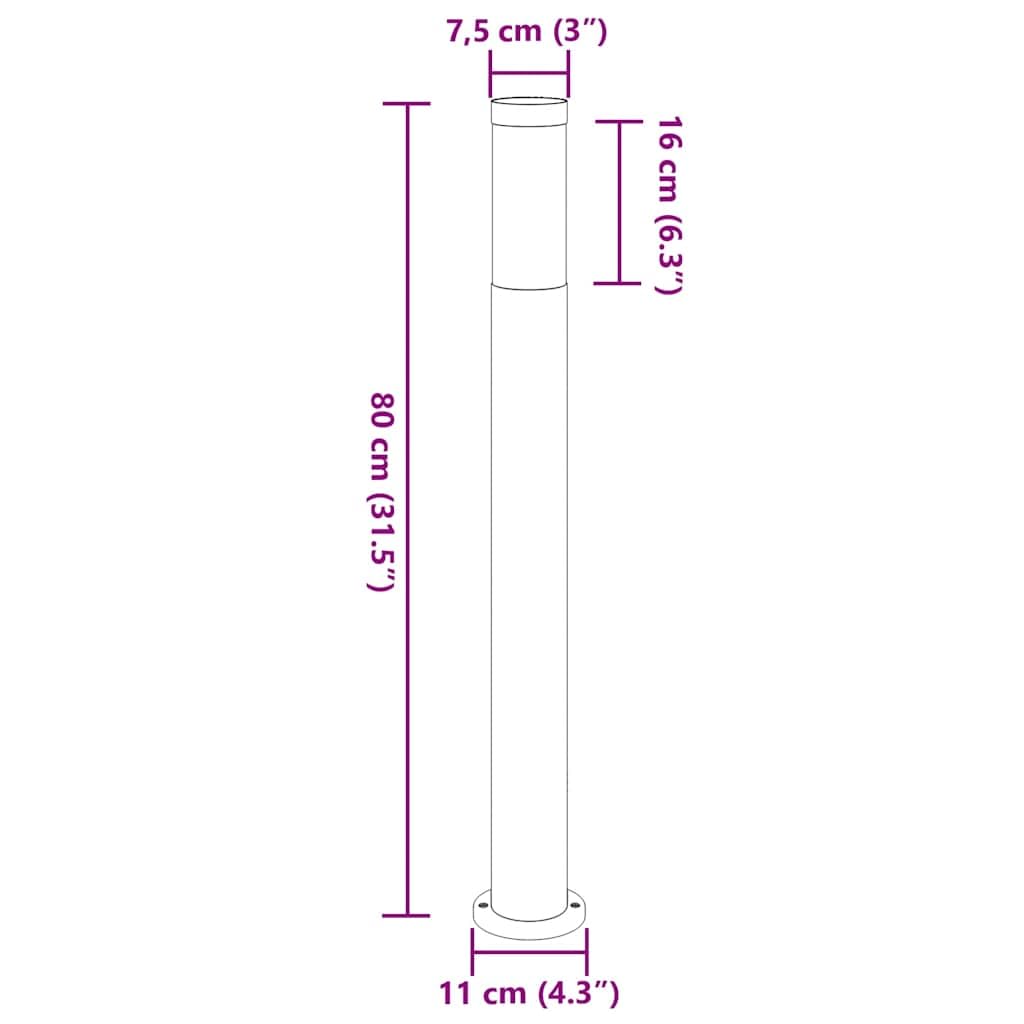 vidaXL Słupki oświetleniowe 3 szt. 80 cm Stal nierdzewna IP44