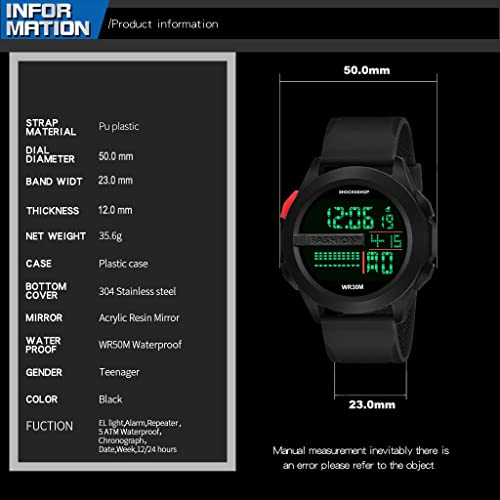 Image of Shocknshop Multifunctional Black Digital Dial Watch for Men and Boys -W30
