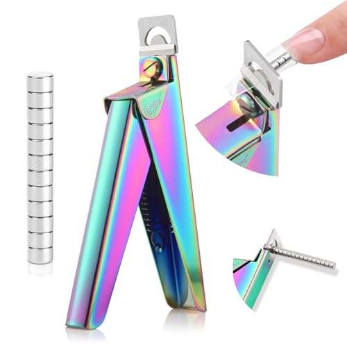 Image of SAVILAND Chameleon Acrylic Nail Clipper with 15PCS Magnetic Sizer Trimmer | Features sharp trimmer for false tips. Professional manicure tech tools and accessories for salon and DIY home use.