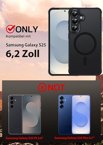 LeYi Handyhülle für Samsung Galaxy S25 5G Hülle [NO S25+] für Panzerglas 2X mit Magsafe Kameraschutz Ultra Dünn, Slim Magnetisch Schutzhülle, Matt Transluzent Phone Case S 25 5 G 256gb - Schwarz 2