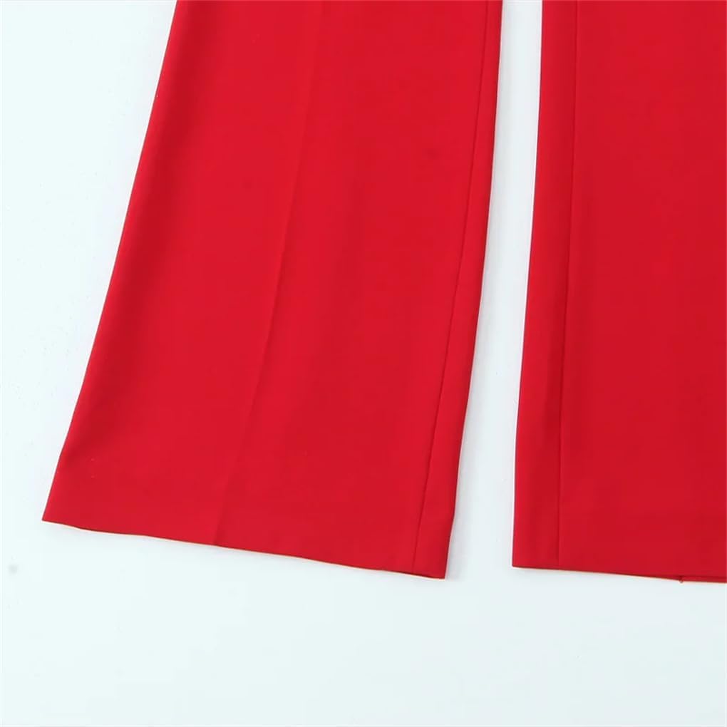 Women's Solid Color Front Zipper Pleated Flared Pants
